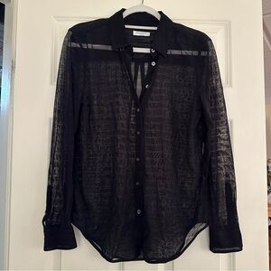 Equipment Sheer Black Striped Button Down Shirt
